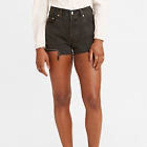 SOLD Levis 501 Women’s Shorts High Rise Button Fly Black Distressed Size 27 NWT